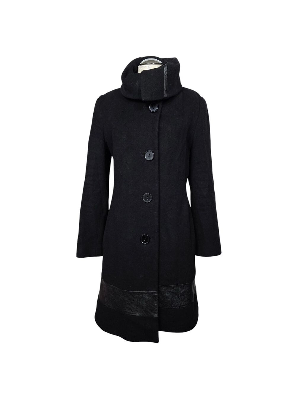 Steve By Searle Black Cowl Neck Button Down Coat XS